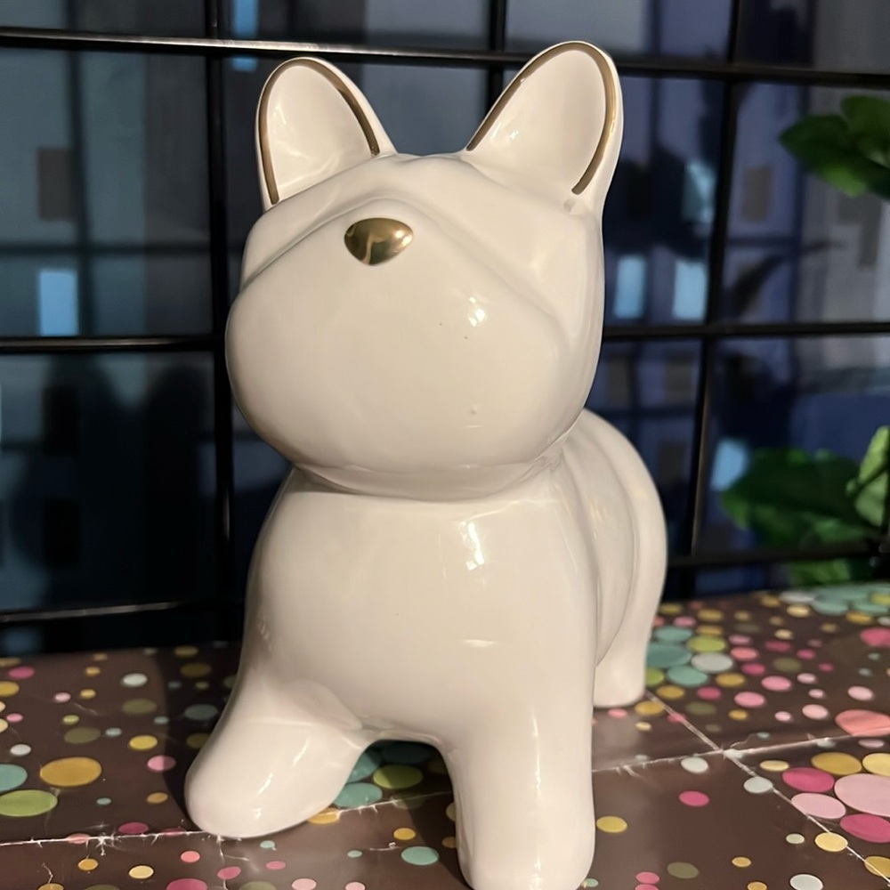 New White Dog Figurine Tabletop Decor - Ceramic